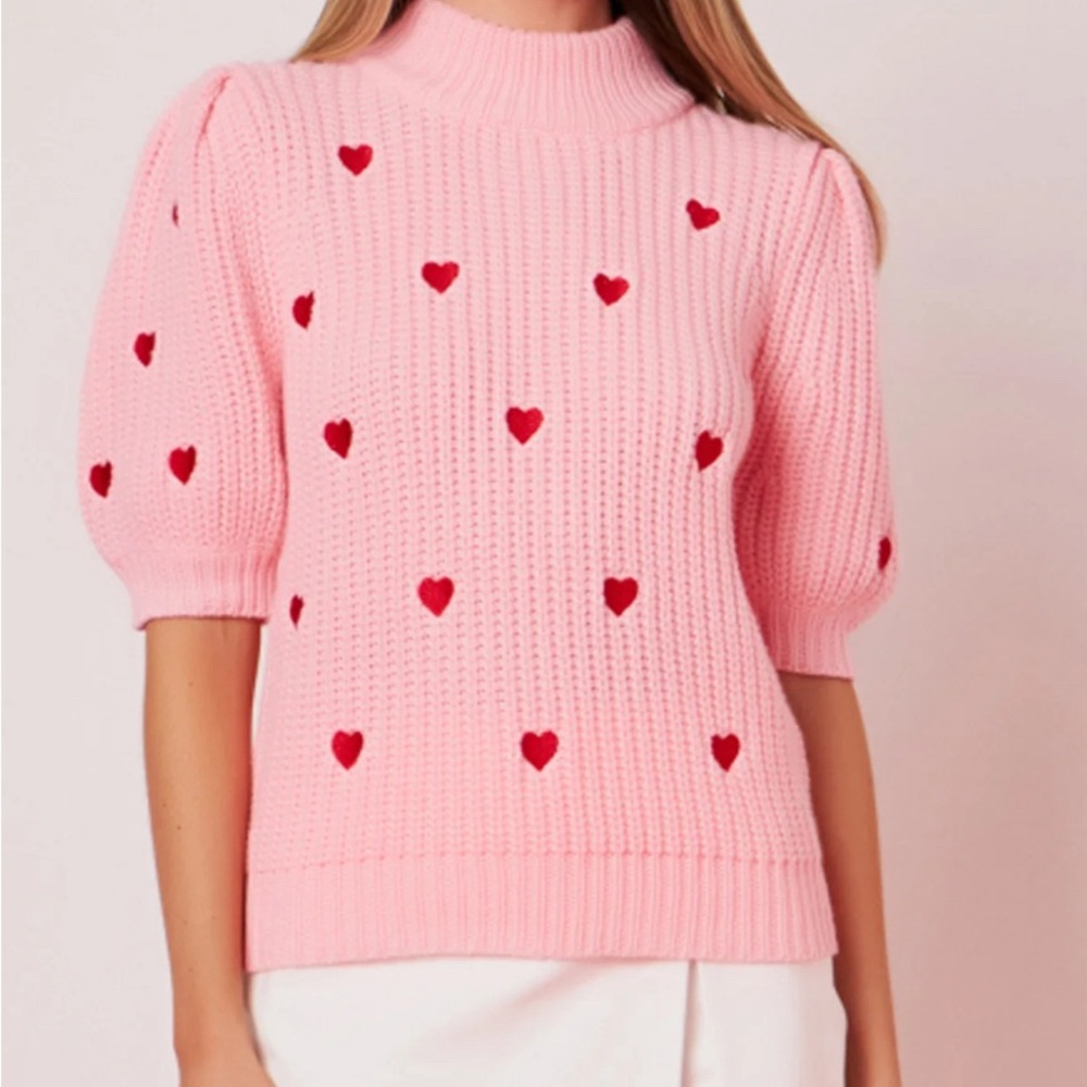 English Factory HEART SHAPE EMBROIDERY SWEATER